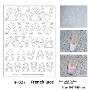 TSZS Transparent Hollow French Nail Stickers with Lace Edge 3D Self Adhesive Nail Tips Guides DIY Decoration Stencil Tools