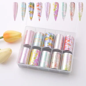 TSZS Winter Marbling Nail Art Foil Transfer Stickers Decals Autumn Fish Scales Acrylic DIY Nail Art Decoration