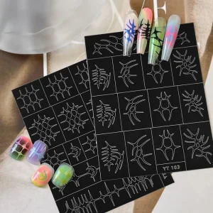 TSZS Y2K Star Flame Hollow Nail Art Sticker INS Star Moon Fish Bones Hollow Nail Art Decals Charms for Nails