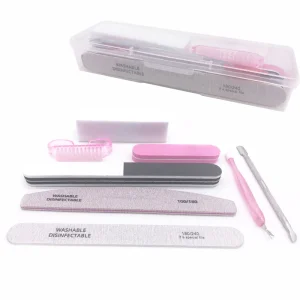 Tamax NAK003 8 Pcs Nail Art Kits Nails File Buffer UV Gel Polish Remover Dust Brush Cuticle Pusher Manicure Tools For Commercial
