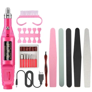 Tamax NAK015 Nail Drill Bit Set with Polish Buffer File Nails Pusher and Toe Separator Duest Clean Brushes Manicure Tool