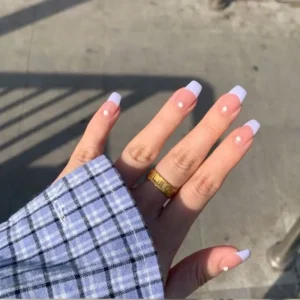 Taro Purple Half French Pearl Waterproof Acrylic False Artificial Press on Nails