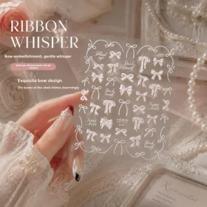 Tomoni Shell Light Nail Art Stickers Limited Collaboration Edition Modern Minimalist Polka Dot Bow Design 3D Sparkly Nail