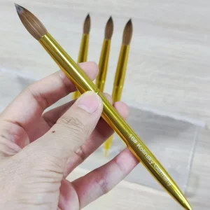 Top Quality Gold Metal Handle 100% Kolinsky Nail Brush Professional Nail Tech Acrylic Manicure Brush Thick Sable Hair Nail Brush