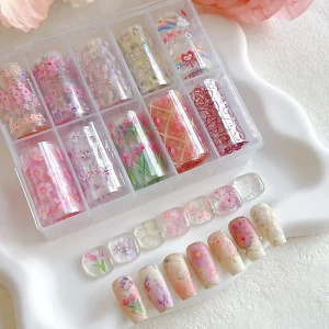 Transfer Paper Nail Art Accessories Spring Small Floral Tulip Starry Sky Ultra Thin Traceless Sticker Boxed Nail Decorations