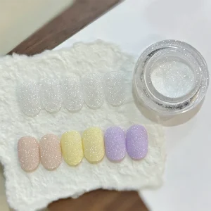 Translucent Nail Sugar Glitter Powder Fine Shimmer Sparkle Dust Nail Art Sugar Effect Manicure Pigment for Acrylic & Gel Nails