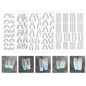 Transparent Hollow 3D French Heart Lace Edge Self Adhesive Nail Stickers for Gel Spray Nail Art Tool