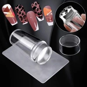 Transparent Silicone Head Nails Art Stamping Plates Manicure Stamp Polish Stencil Template Seal Stamper Scraper Tool Set