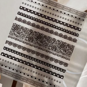 Trending Artisan Black and White Lace Flower Nail Stickers for DIY