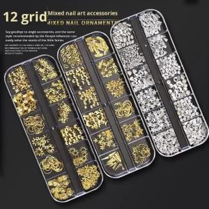 Trendy Metal Nail Art Accessories Shell Pieces Diamond Rhinestones Half Pearls Butterfly Nail Stickers DIY Assembly Decorations
