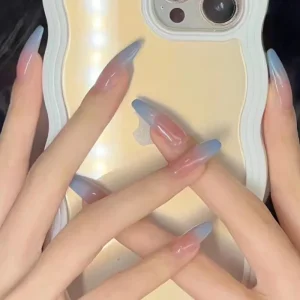 Trendy White Gradient Mixed Color New Design ABS Material Press Nails Full Coverage Korean Style 24 Pcs Box Finger Pre designed