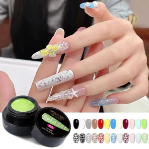 Twelve Color Poke Gel Nail Polish Liquid Nail Gel Painting Lace Gel Texture Square Shape for Nail Salon Use