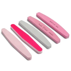 Two Sided Oval Diamond Half Moon Nail Buffer 100 180 & 180 240 Grit Custom Size Color Private Label Sponge File Bulk