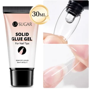 UR SUGAR 30ml No Stick Texture Solid Glue Gel OEM Strong Adhesion Long Lasting Nail Tips Glue Gel for Press on Nails