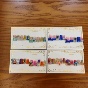 US Size Designer Y2K Luxury Acrylic Fake False Nails Custom Multi colors Bulk Short Duck Handmade Press On Nails