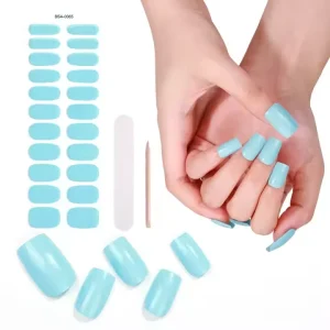 UV Free French Waterproof 22 Fingers Gel Nail Wraps Long Lasting Self Curing DIY Art Nail Stickers