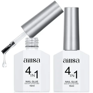 UV LED 2PCS 15ml Nail Glue Gel Nail Tips Fast Drying High Transparent Resin Nail Art Extension