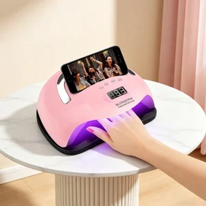 UV LED Nail Lamp 168W Nail Dryer Professional Gel Polish Curing Light with Handle and Phone Stand for DIY Nail Art Salon