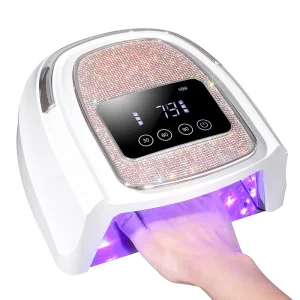 UV LED Nail Lamp with Rechargeable Battery Cordless Use and Diamond Display Works for All Gel Polish Brands