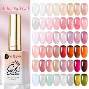 UV Nail Gel Polish Translucent Gel Ice Clear Nude Color Long Lasting Eco Friendly Non Toxic 15ml Jelly Color Nail Gel Polish