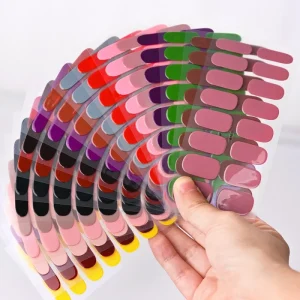 UV Semi Cured Gel Nail Wraps Full Cover Nail Art Stickers Pink Gel Strips DIY Waterproof Nail Foil Sticker Manicure
