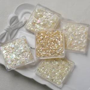 Ultra Thin Natural Shells 3D Nail Jewelry Nail Art Decorations White Shell Stone Sequins Fragments Nail Art Accessories 6 Colors