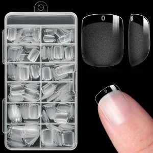 Ultra Thin Press on Nails Full Cover Pre shape Extra Short Square Gel Nail Tips for DIY Nail Salon