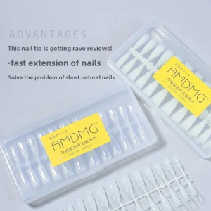 Ultra thin C arc Shallow Half Cover Crescent Shaped Clear Single Size Refillable Nail Tips Wearable