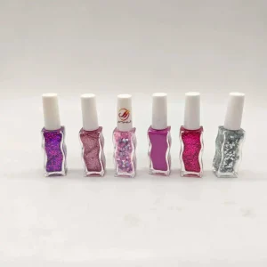 Unique Wave Shaped Shimmer Glitter Fast Drying Long Lasting Girls Nail Polish Plant Based Formula Cruelty Free Peelable
