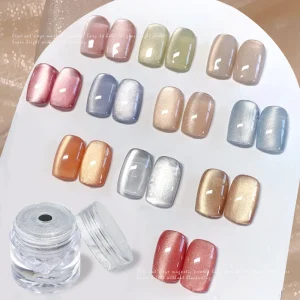 Universal Porcelain White Cat Eye Mirror Powder 3D Chrome Crystal Glitter Quicksand for Nail Art DIY Decoration