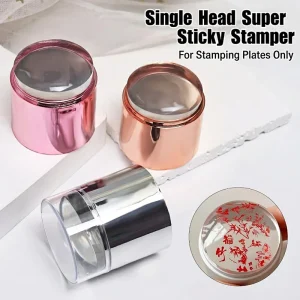 Upgraded Large Super Sticky Clear Jelly Silicone Round Nail Art Stamper Cap Image Stamping Plate Transfer DIY Tools