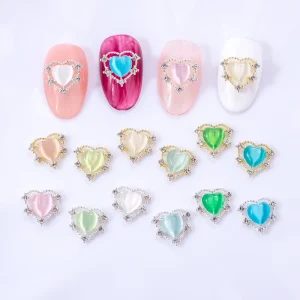 Valentine Nail Charms Heart Shape Nail Art Big Rhinestones Zircon Heart Nail Art Charm for Nail Decals