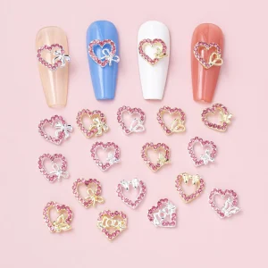 Valentine Nail Charms Pearl Jewelry Big Rhinestones Zircon Heart Nail Art Charm for Nail Decals