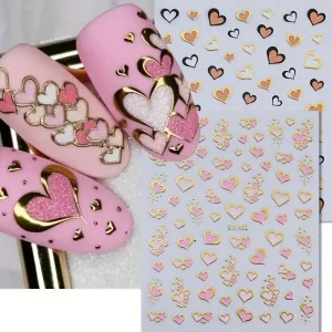 Valentine’s Day 3D Custom Nail Art Stickers Love Heart Self-adhesive Nail Decals DIY Decoration