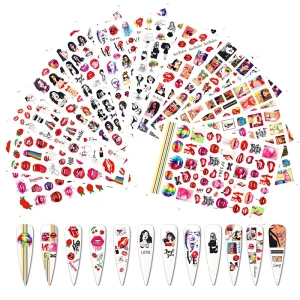 Valentine’s Day 3D Sticker Sexy Red Lip Girl for Nails Decals Nails Decorations