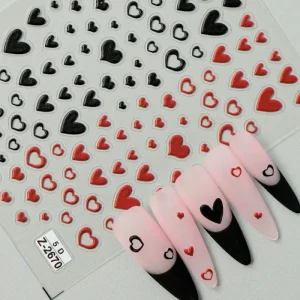 Valentine’s Day 5D Nail Stickers for Women Heart-Shaped Romantic Self Adhesive Nail Art Stickers