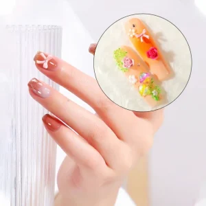 Valentine’s Day 6-compartment Bow Nail Art Accessories Mini Cute 3D Heart Versatile Resin Rose Nail Accessories