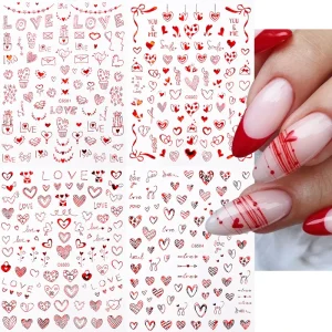 Valentine’s Day Love Ins Wind 2D Pressed Nail Art Stickers Four Color Romantic Women’s Adhesive Nail Decoration