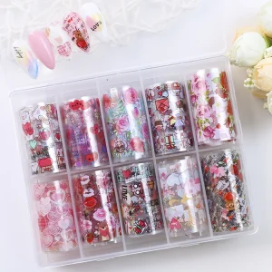 Valentine’s Day PVC 3D Nail Transfer Foil Art Stickers with Easy Apply Feature