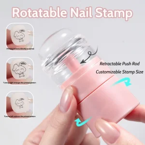 Variable Size Nail Printing Scraper Nail Art Rotatable Transparent Silicone Stamping Seal Tool