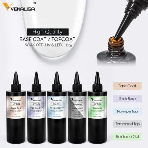 Venalisa New Nail Art Products 225g 8oz Long Lasting Gel Polish Uv Nails Thick Base Coat Top Gel No wipe Non Clean Nail Gel