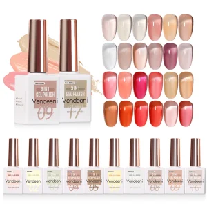 Vendeeni Private Label 3 in 1 24 Colors Gel Polish Collection Base Coat Jelly Nail Polish Structure Gel Nail Tips Glue
