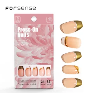Vendors for Press on Nails Kit with Glue and Nail File Private Label Short Ballerina French Tips Korean Design Nails