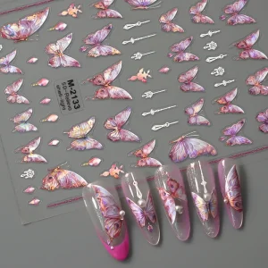 Vibrant Rainbow Holographic Butterfly Nail Stickers Nail Art Decals for DIY Manicures