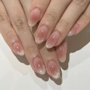 W1495 High Quality Transparent Bling Stiletto French Tip Press on Nails ABS Material Special Design for Finger Application