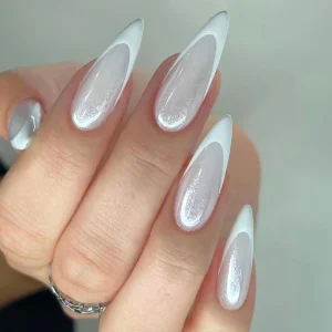 W728 Handmade ABS Square French Tip Press on Nails Transparent with Special Location for Finger Application