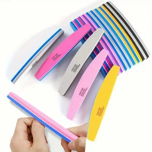 Washable 100 180 Grit Nail Buffer File Manicure Tool Half Moon Sponge Nail File for Manicure