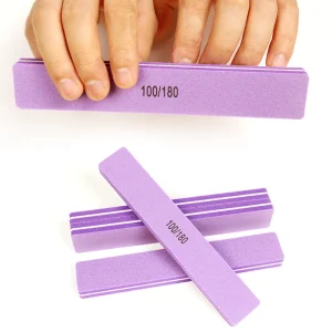 Washable Double Sided Sandpaper Nail File Manicure Tool Purple Sponge Nail File 100 180