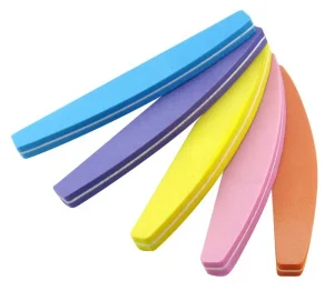 Washable Sponge Diamond Half Moon square pink 100 180 Sunshine Nail File Buffer for Salon