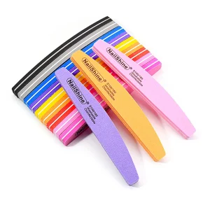Washable Sterilizable Durable Half Moon Sponge Nail File Buffer 100 180 Pink High Quality Nail Files for Emery Board